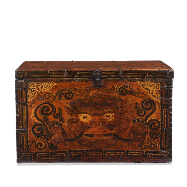 Painted Zeeba Chest From Tibet - Late 18thC