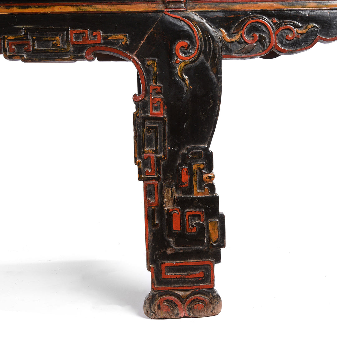 Detail From Painted Chinese Walnut Bench - 19thC From Jiangxi Province | Indigo Antiques