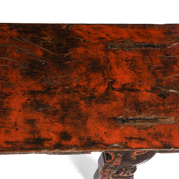 Top Of Painted Chinese Walnut Bench - 19thC From Jiangxi Province | Indigo Antiques
