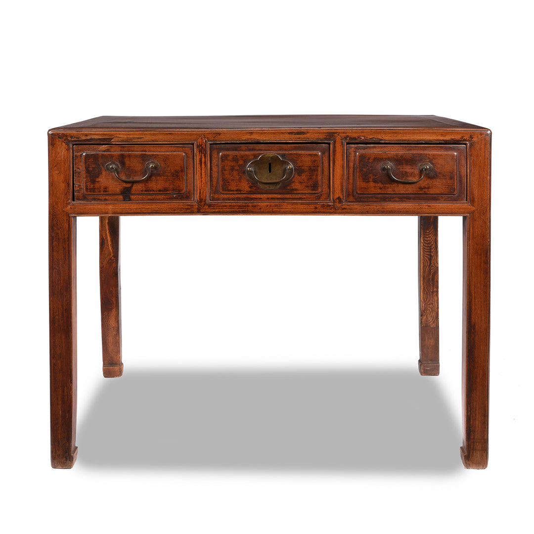 3 Drawer Red Elm Desk From Shanxi - 19thC | Indigo Antiques