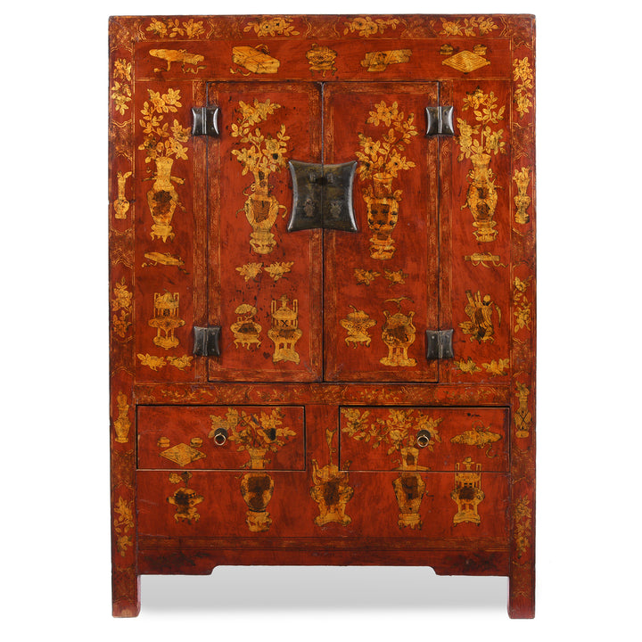 Red Lacquer Wedding Cabinet - 19thC | Indigo Antiques