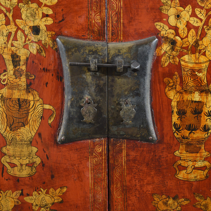 Latch Detail From Red Lacquer Wedding Cabinet - 19thC | Indigo Antiques