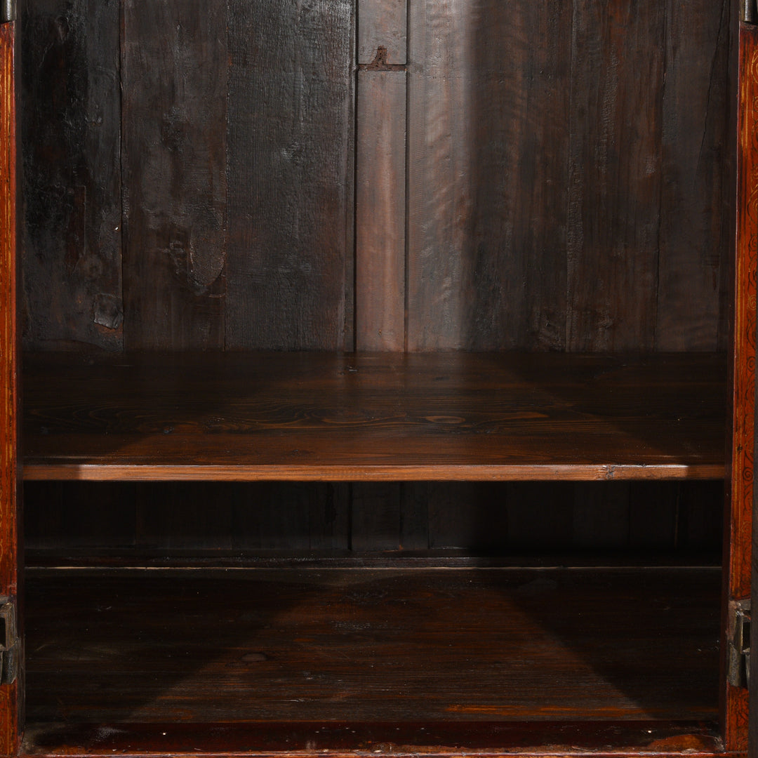 Interior Of Red Lacquer Wedding Cabinet - 19thC | Indigo Antiques