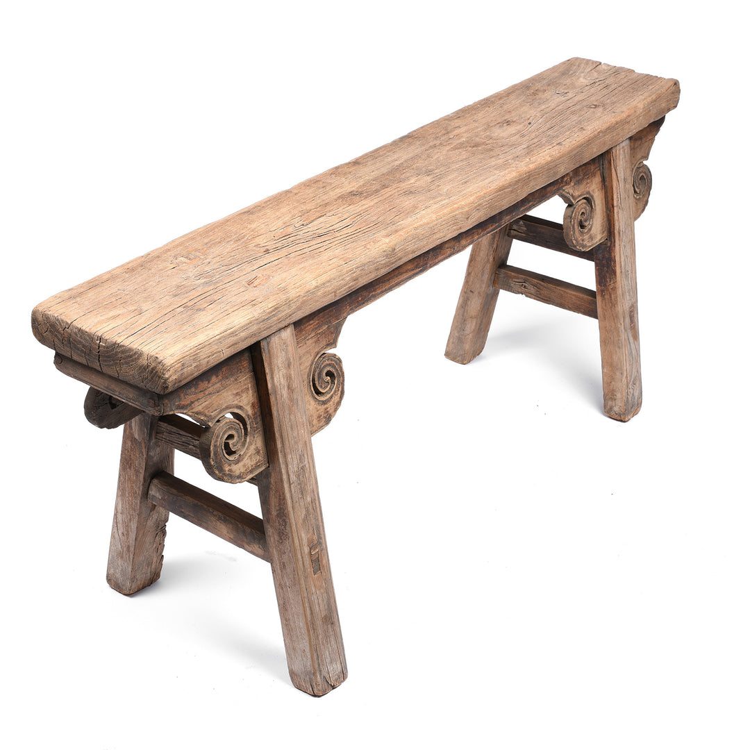 Angled View Of Spring Bench From Shanxi Province - Ca 100 Yrs Old | Indigo Antiques