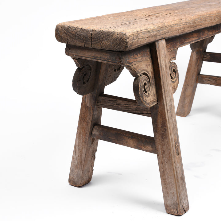 End View Of Spring Bench From Shanxi Province - Ca 100 Yrs Old | Indigo Antiques