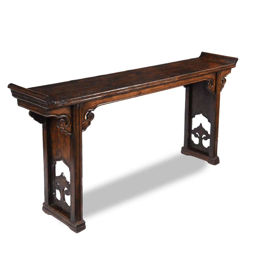 Angled View Of Chinese Altar Table - Cedar - 19thC | Indigo Antiques