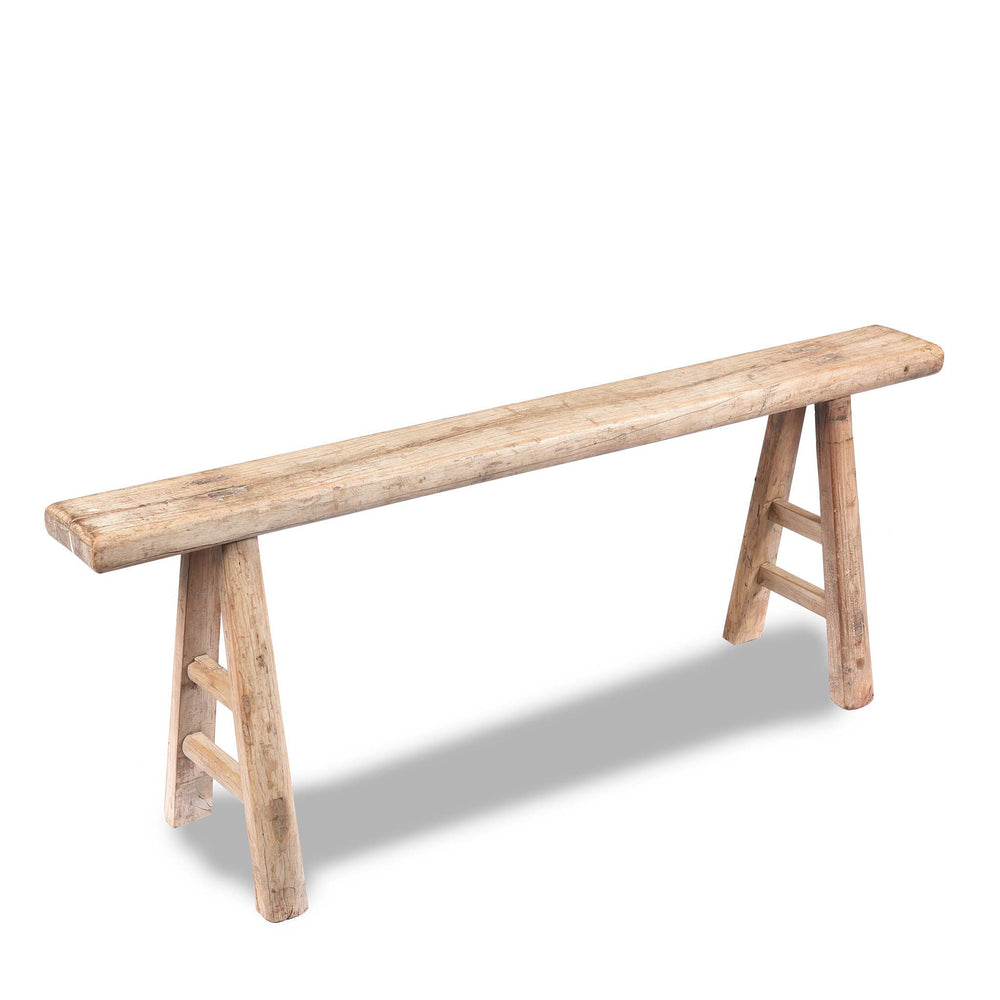 Angled View Of Cypress bench - 19thC From Shanxi Province | Indigo Antiques