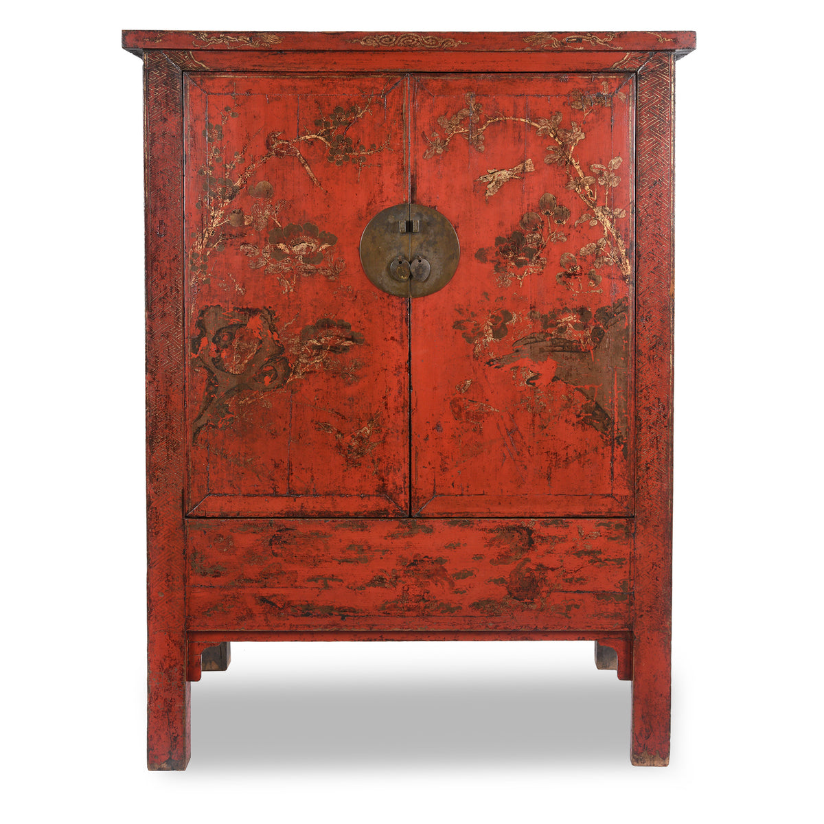 Red Lacquer Wedding Cabinet - 19thC | Indigo Antiques