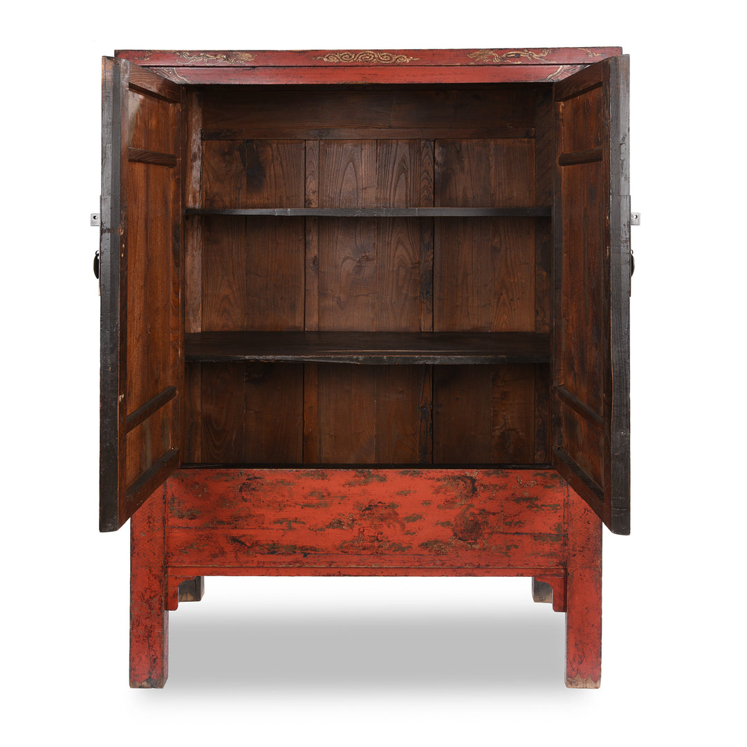Interior Of Red Lacquer Wedding Cabinet - 19thC | Indigo Antiques