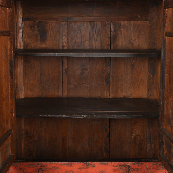 Shelving Detail From Red Lacquer Wedding Cabinet - 19thC | Indigo Antiques