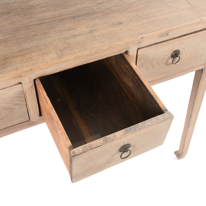 Interior detail from an antique Chinese Bleached Elm Console Table From Shanxi - 19thC | Indigo Antiques