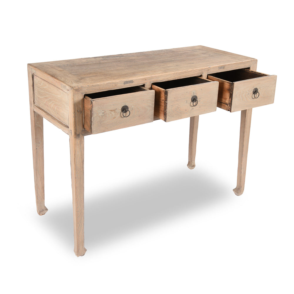 Drawer Detail of an antique Chinese Bleached Elm Console Table From Shanxi - 19thC | Indigo Antiques