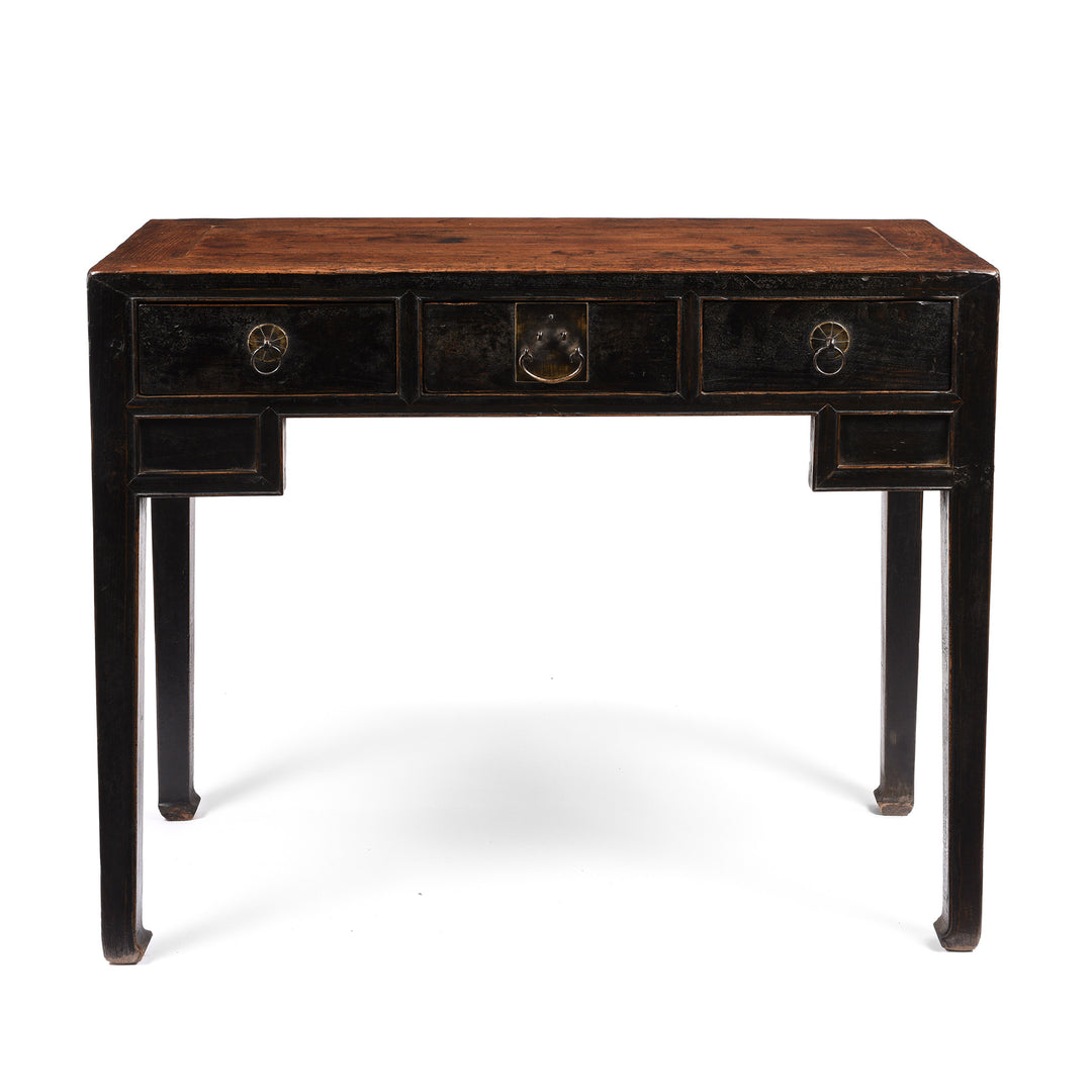 Black Lacquer 3 Drawer Elm Console Table From Shanxi - 19thC | Indigo Antiques
