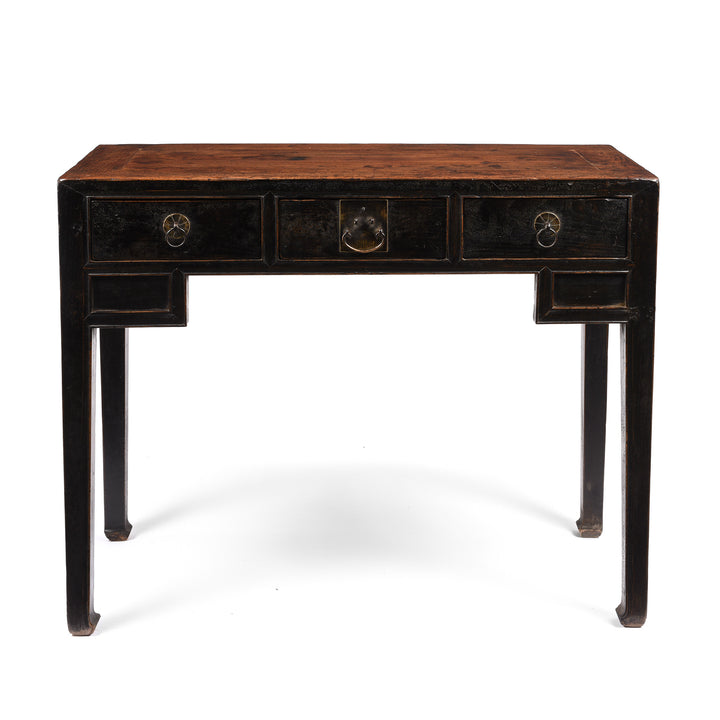 Black Lacquer 3 Drawer Elm Console Table From Shanxi - 19thC | Indigo Antiques