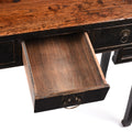 Black Lacquer 3 Drawer Elm Console Table From Shanxi - 19thC