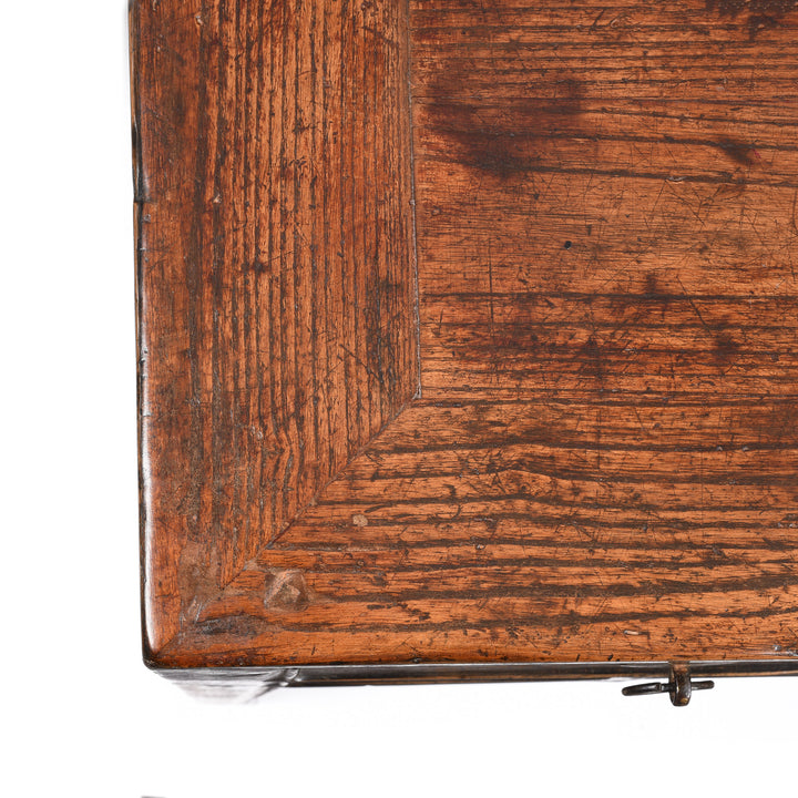 Corner View From Black Lacquer 3 Drawer Elm Console Table From Shanxi - 19thC | Indigo Antiques