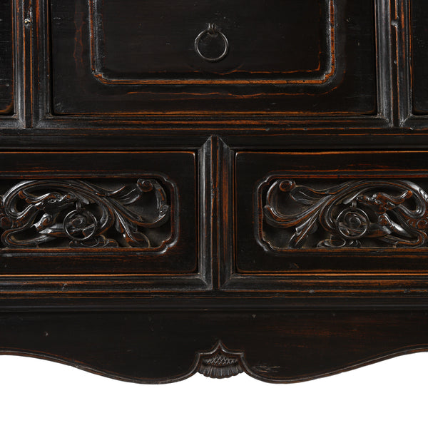 Black Lacquer 7 Drawer Sideboard - 19thC