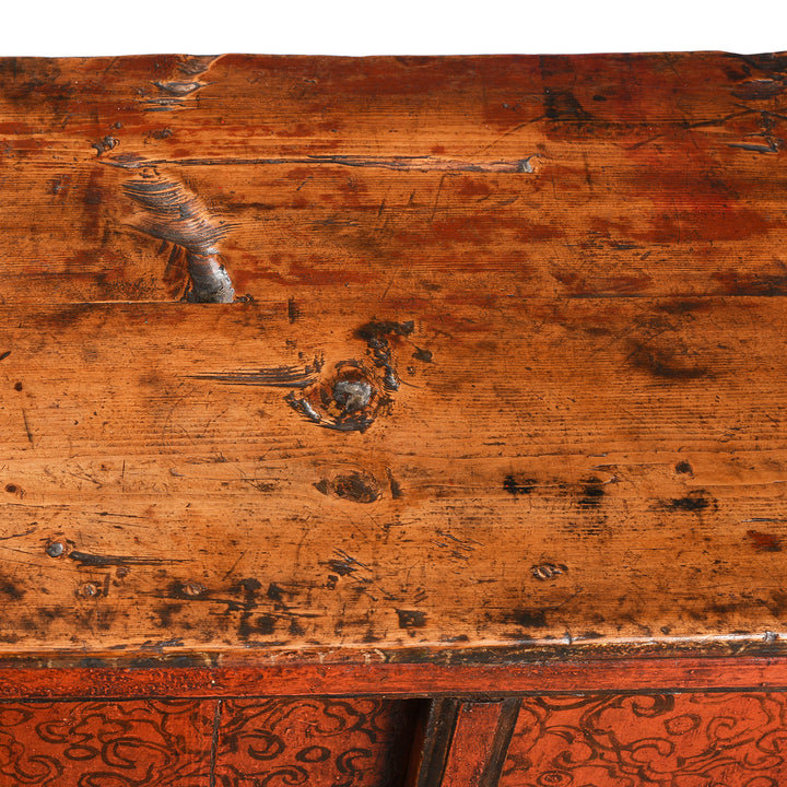 Surface Detail From Tibetan Altar Cabinet With Original Painting - 19thC | Indigo Antiques