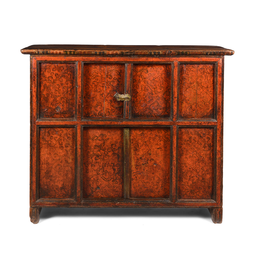Tibetan Altar Cabinet With Original Painting - 19thC