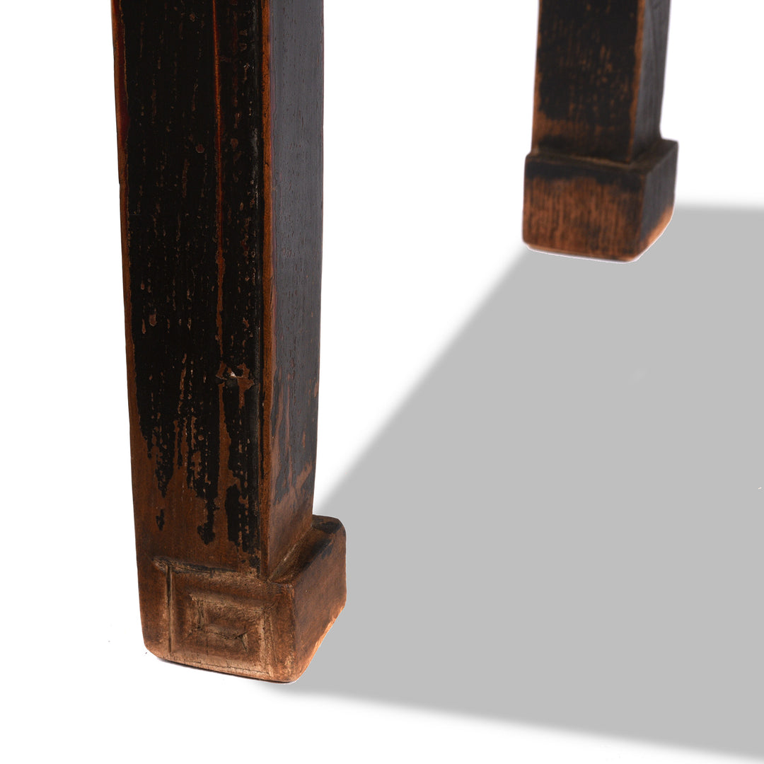 Leg Detail From Black Lacquer 5 Drawer Altar Table From Shanxi - 19thC | Indigo Antiques