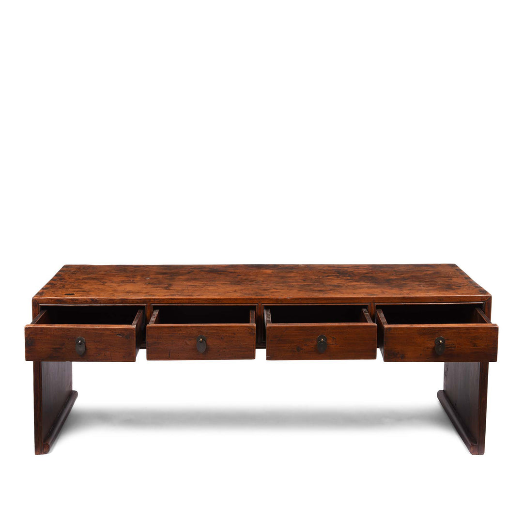 Open Drawer View Of Cedar Kang Table From Tianjin - 19thC | Indigo Antiques
