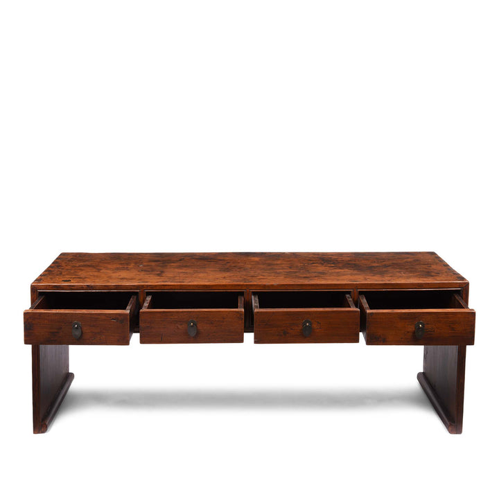 Open Drawer View Of Cedar Kang Table From Tianjin - 19thC | Indigo Antiques