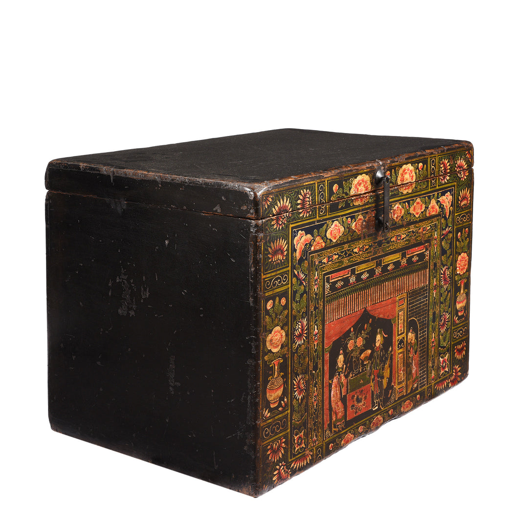 Angled View Of Painted Opera Chest from Shanxi - 19thC | INDIGO ANTIQUES