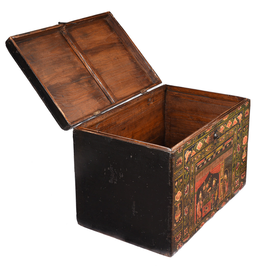 Angled View Of Painted Opera Chest from Shanxi - 19thC | INDIGO ANTIQUES