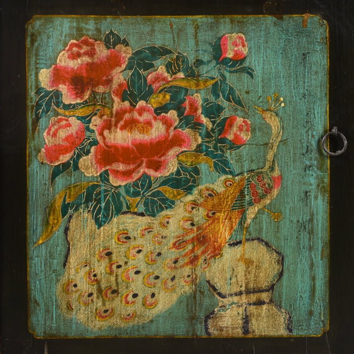 Door Painting Detail From Painted Sideboard From Mongolia - Ca 1930's | Indigo Antiques
