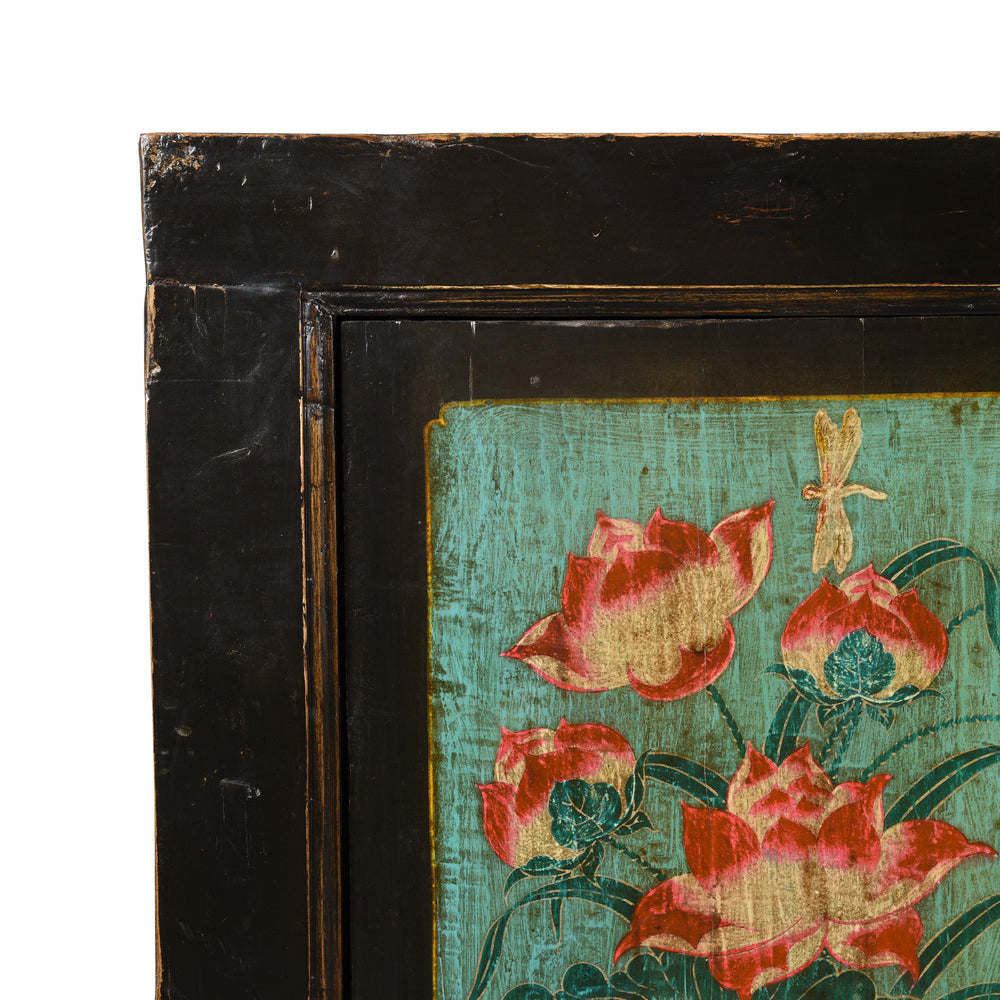 Corner Detail Of  Painted Sideboard From Mongolia - Ca 1930's | Indigo Antiques