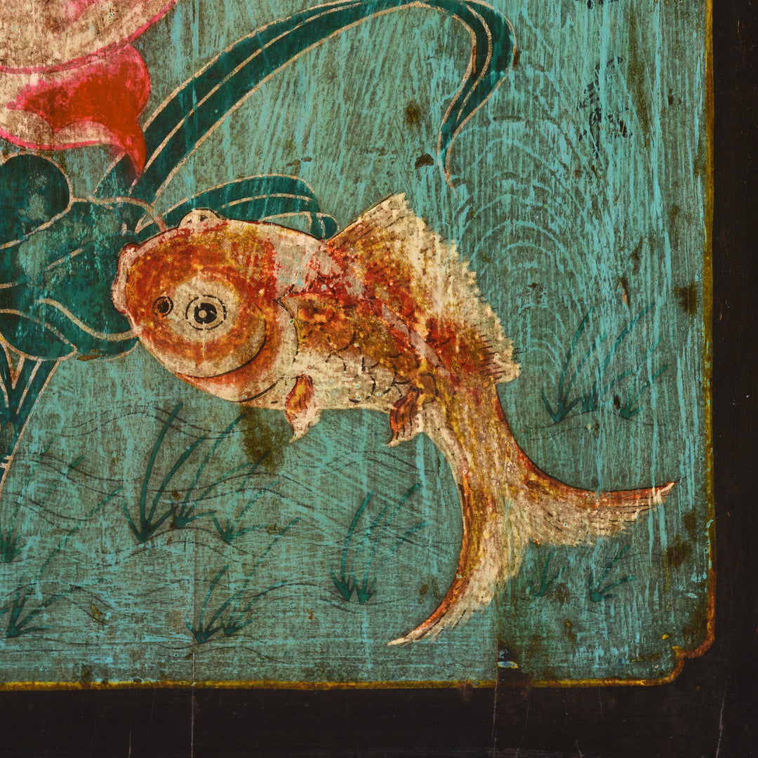 Fish Detail On  Painted Sideboard From Mongolia - Ca 1930's | Indigo Antiques