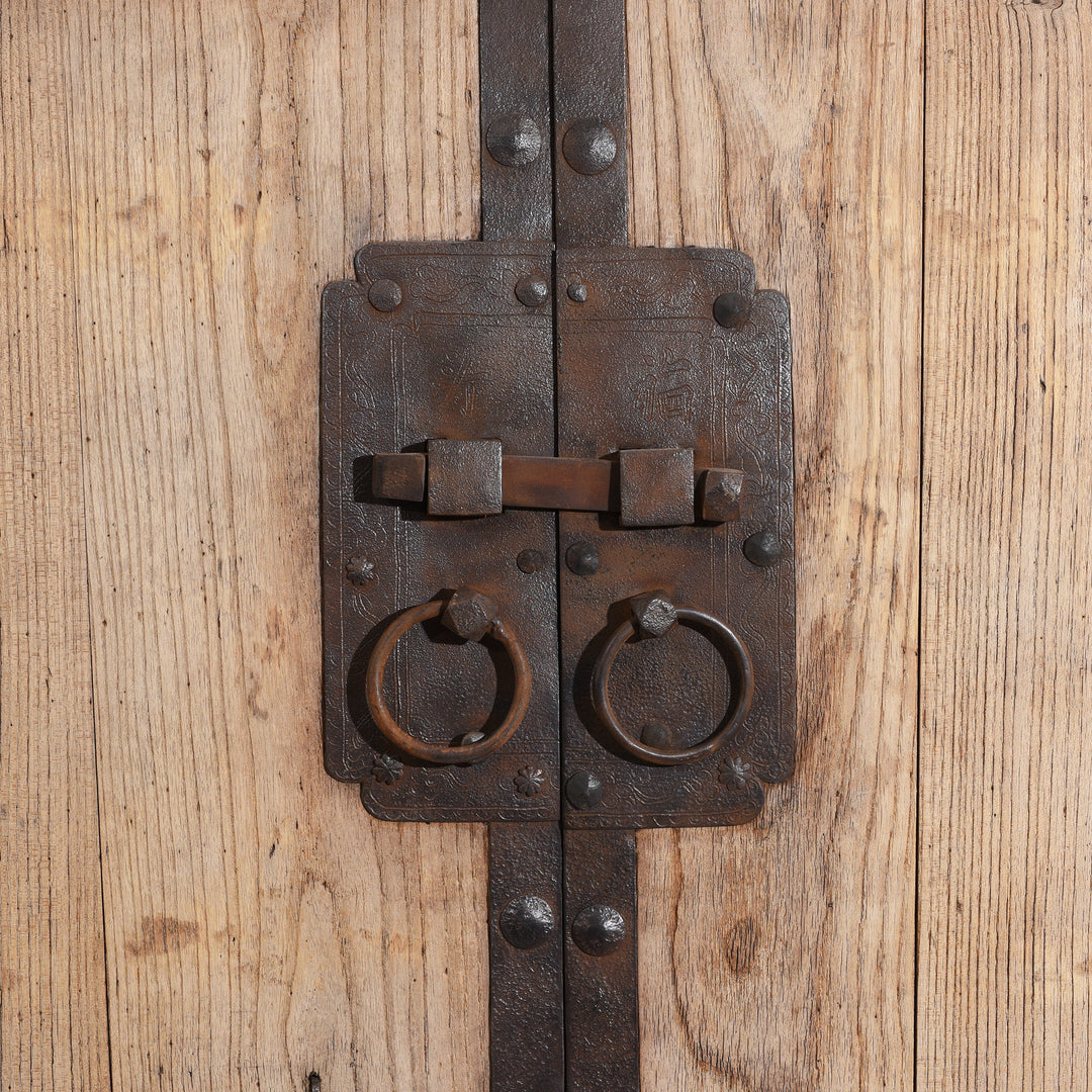 Detail Of Iron Latch Iron Bound Elm Doors From Shanxi Province - 19thC | Indigo Antiques