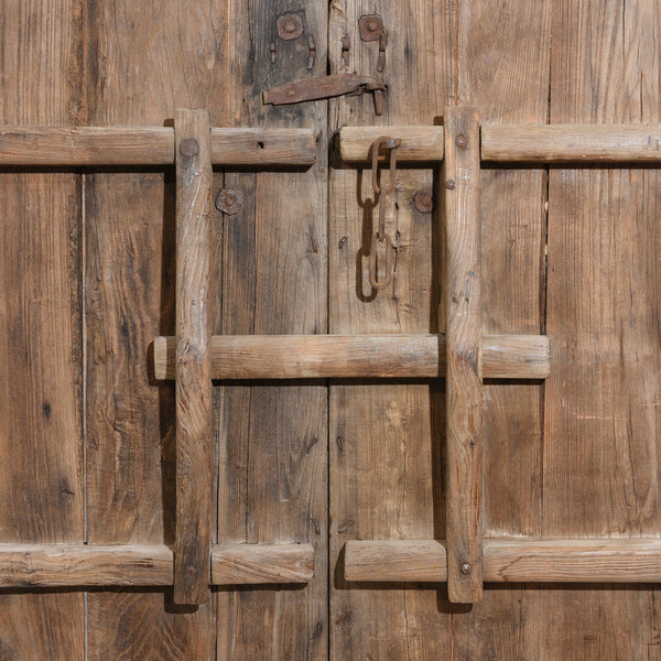 Iron Bound Elm Doors From Shanxi Province - 19thC
