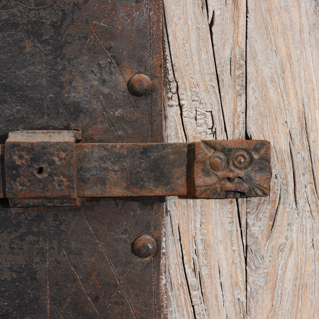 Face Carving From Iron Bound Elm Doors From Shanxi Province - 19thC | Indigo Antiques
