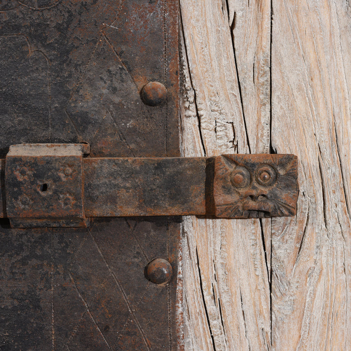 Face Carving From Iron Bound Elm Doors From Shanxi Province - 19thC | Indigo Antiques