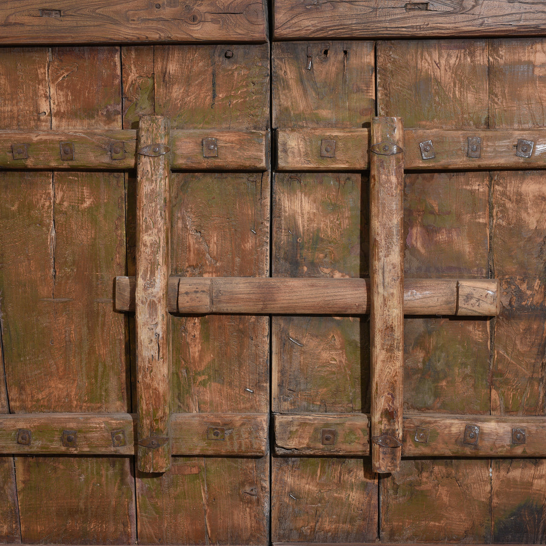 Sliding Lock on Reverse Of Iron Bound Elm Doors From Shanxi Province - 19thC | Indigo Antiques