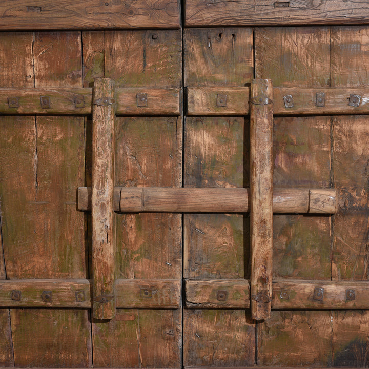 Sliding Lock on Reverse Of Iron Bound Elm Doors From Shanxi Province - 19thC | Indigo Antiques