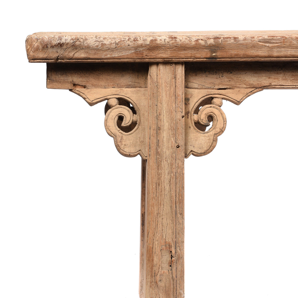 Corner Detail From Antique Chinese Elm Spring Bench - Shanxi Province - 19thC | Indigo Antiques