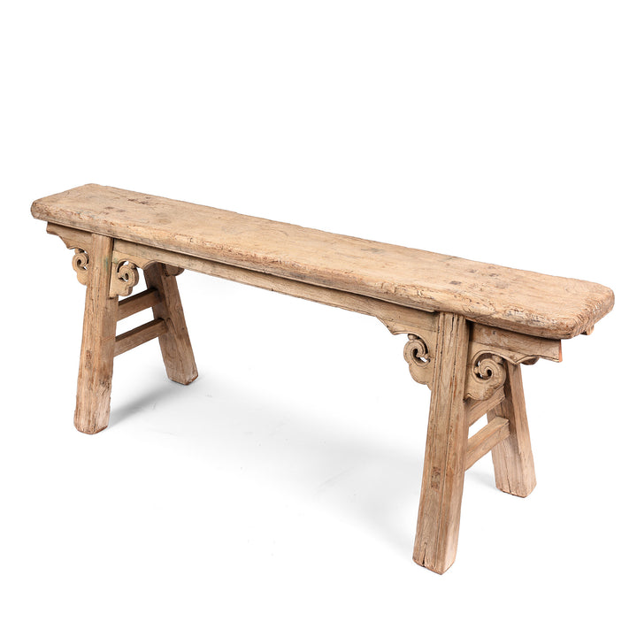 Reverse Of Antique Chinese Elm Spring Bench - Shanxi Province - 19thC | Indigo Antiques