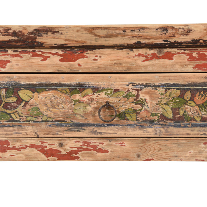 Paintwork Detail Of Painted Altar Table From Mongolia - 19thC | Indigo Antiques