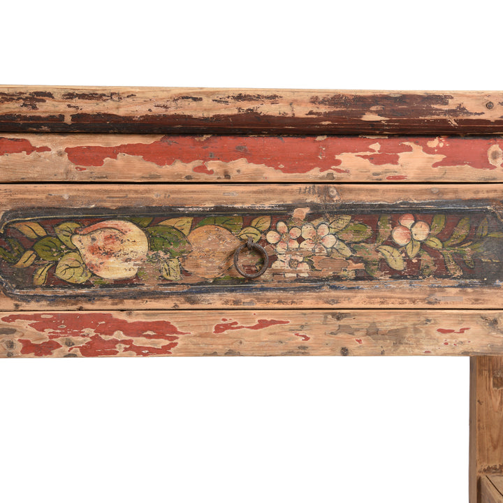 Paintwork Detail Of Painted Altar Table From Mongolia - 19thC | Indigo Antiques