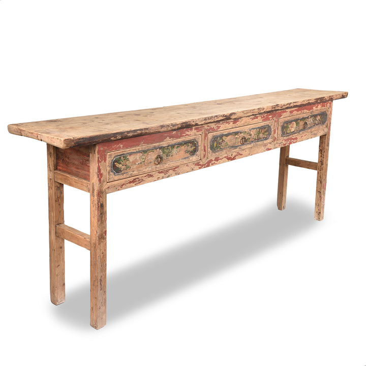 Side View Of Painted Altar Table From Mongolia - 19thC | Indigo Antiques