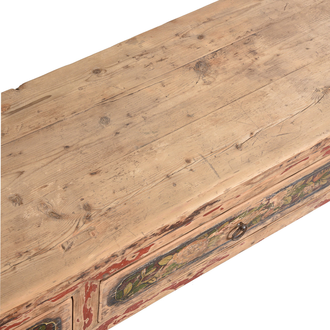 Surface Detail Of Painted Altar Table From Mongolia - 19thC | Indigo Antiques