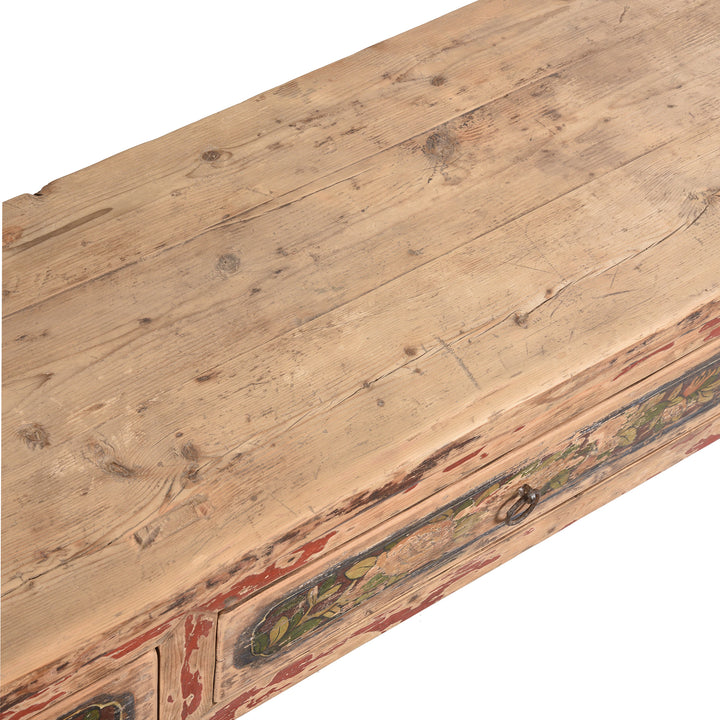Surface Detail Of Painted Altar Table From Mongolia - 19thC | Indigo Antiques