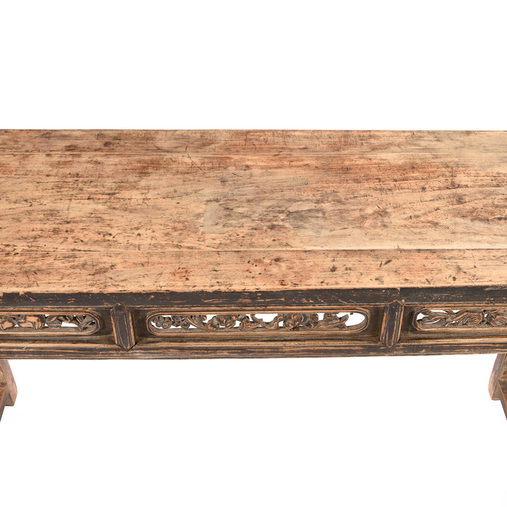 Surface Top Detail From Painted Chinese Altar Table From Mongolia - 19thC | Indigo Antiques