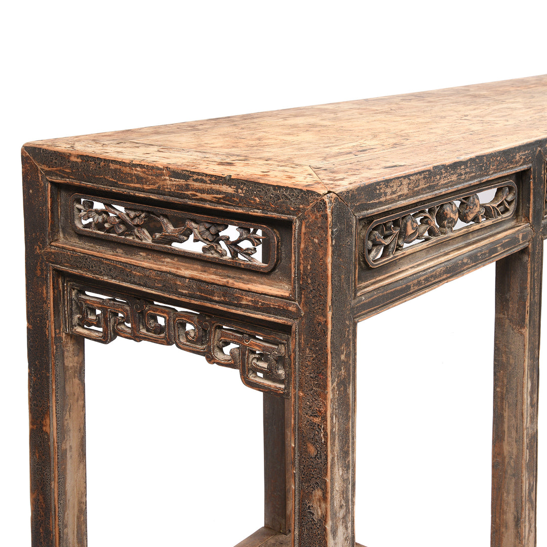 Angled Detail From Painted Chinese Altar Table From Mongolia - 19thC | Indigo Antiques