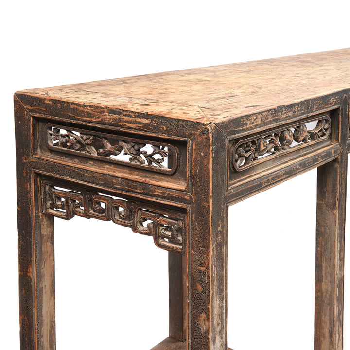 Angled Detail From Painted Chinese Altar Table From Mongolia - 19thC | Indigo Antiques