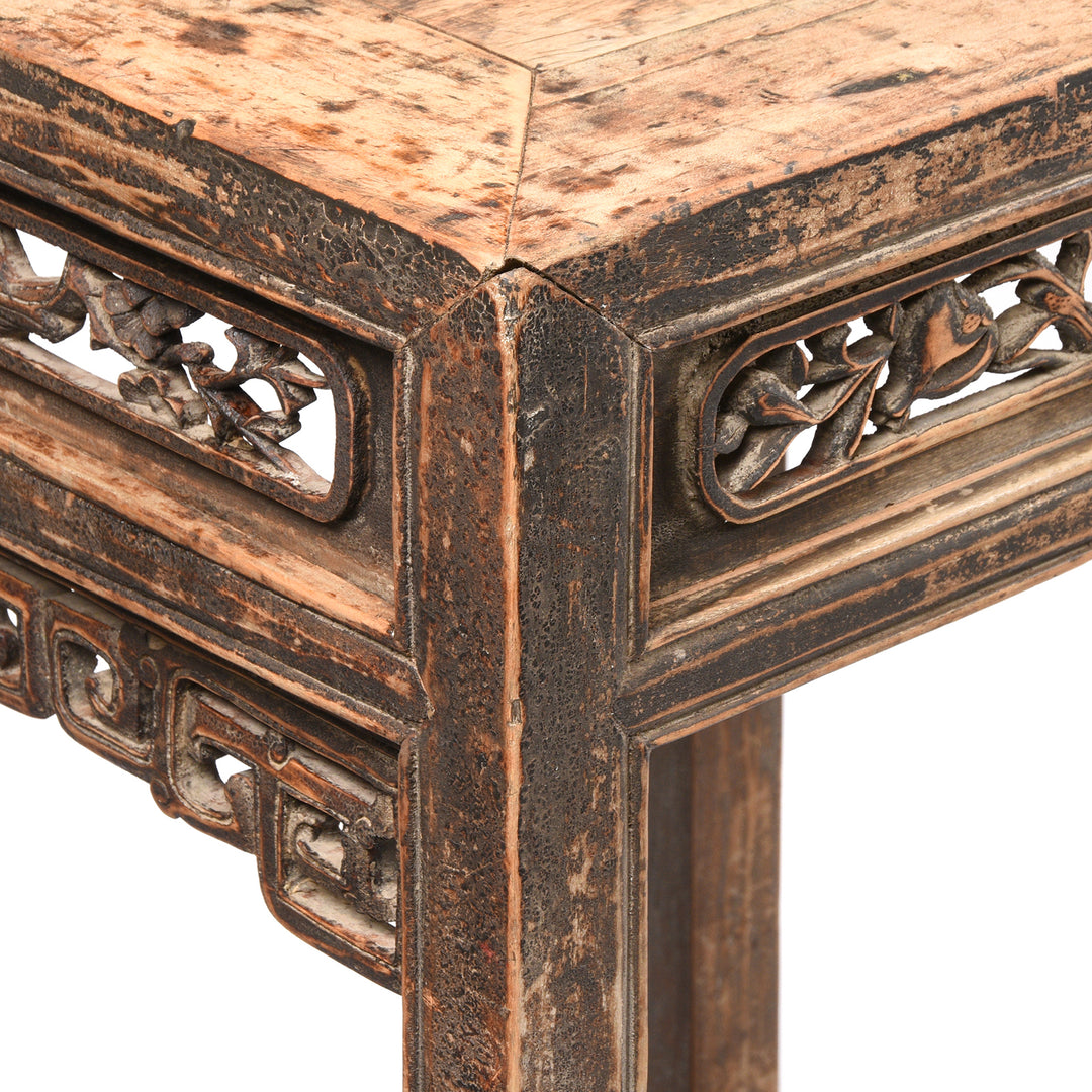 Carving And Joinery Detail From Painted Chinese Altar Table From Mongolia - 19thC | Indigo Antiques
