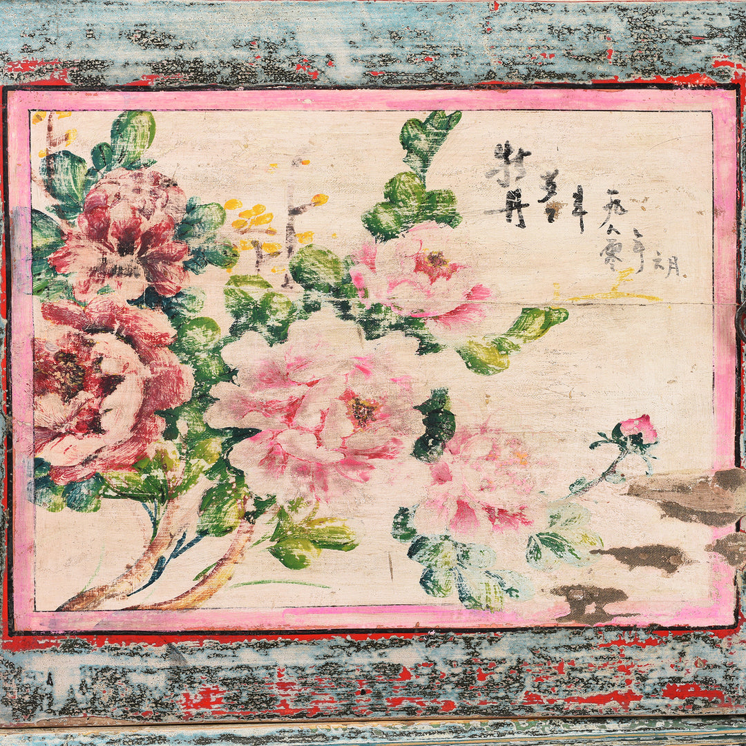 Paintwork Detail From 2 Door Painted Mongolian Sideboard - Ca 1920 | Indigo Antiques