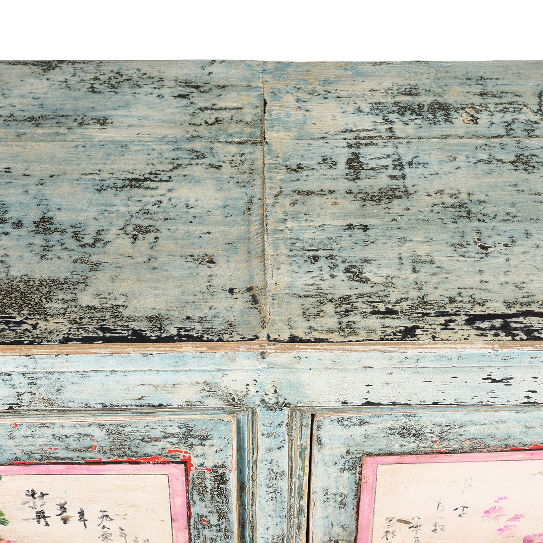Surface Of 2 Door Painted Mongolian Sideboard - Ca 1920 | Indigo Antiques